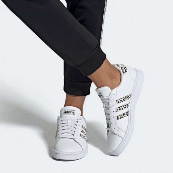 adidas Shoes - Adidas Grand Court Sneakers White Black Cheetah